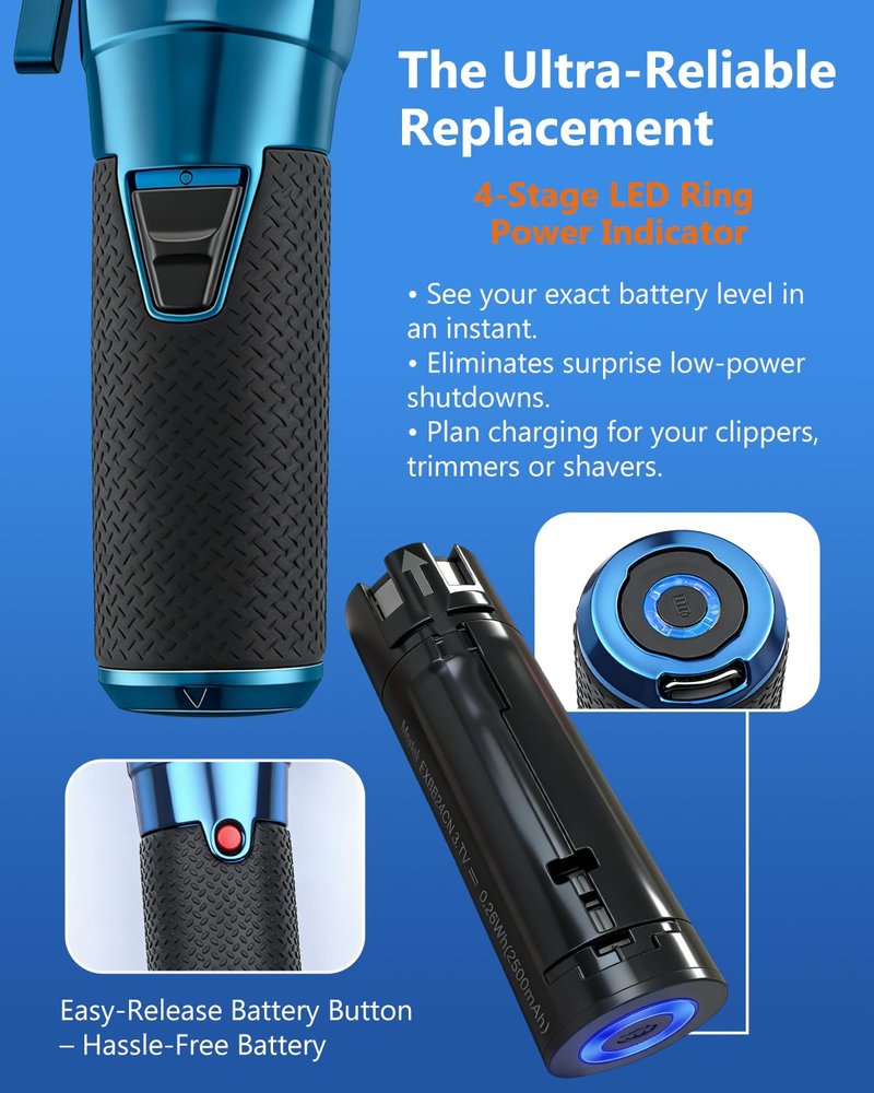 Loarysk Upgraded 2500mAh Replacement Battery for FXBB24,Compatible with BaBylissPRO All FXONE Tools,w/LED Indicator & Quick Release Button,Long-Lasting Power for Cordless Clippers (1 Pack)