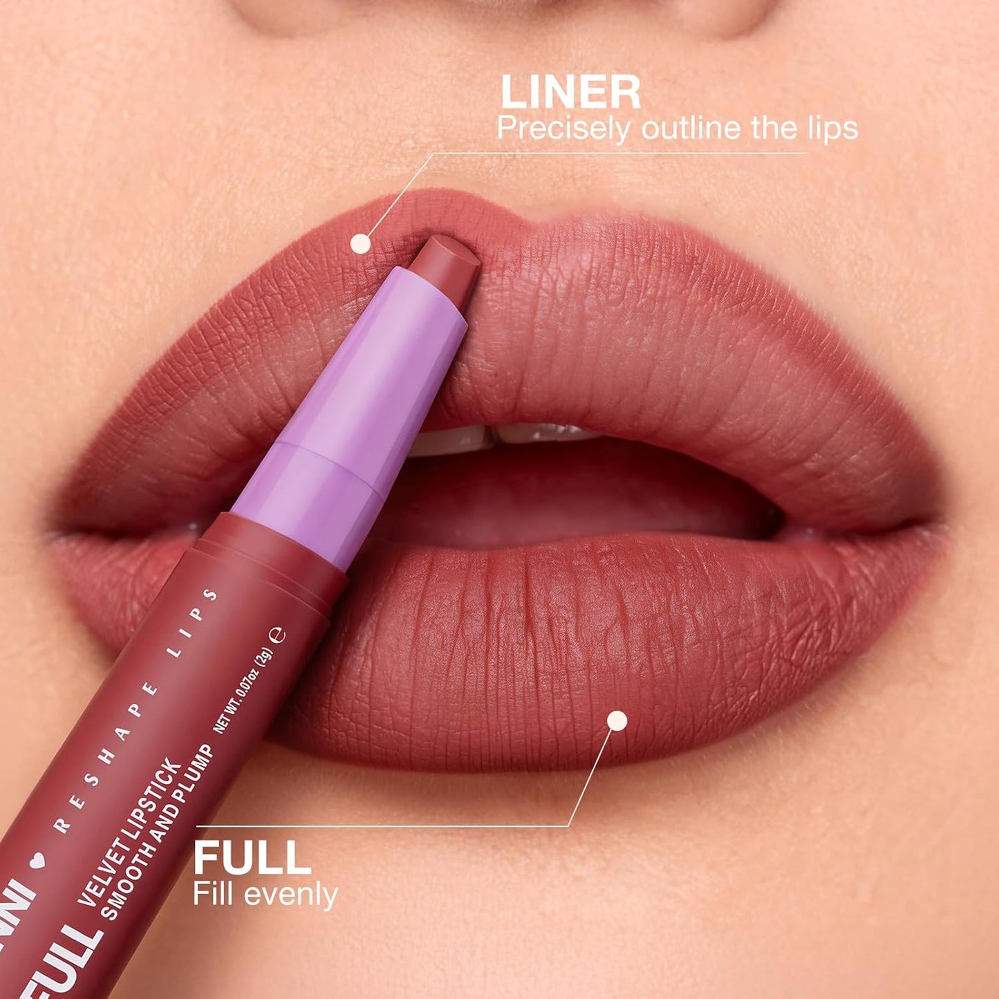 Langmanni Velvet Matte Lipstick Set - 8Pcs 2-in-1 Lip Liner & Full-Size Lipstick | Unique Teardrop Shape Gift for Women