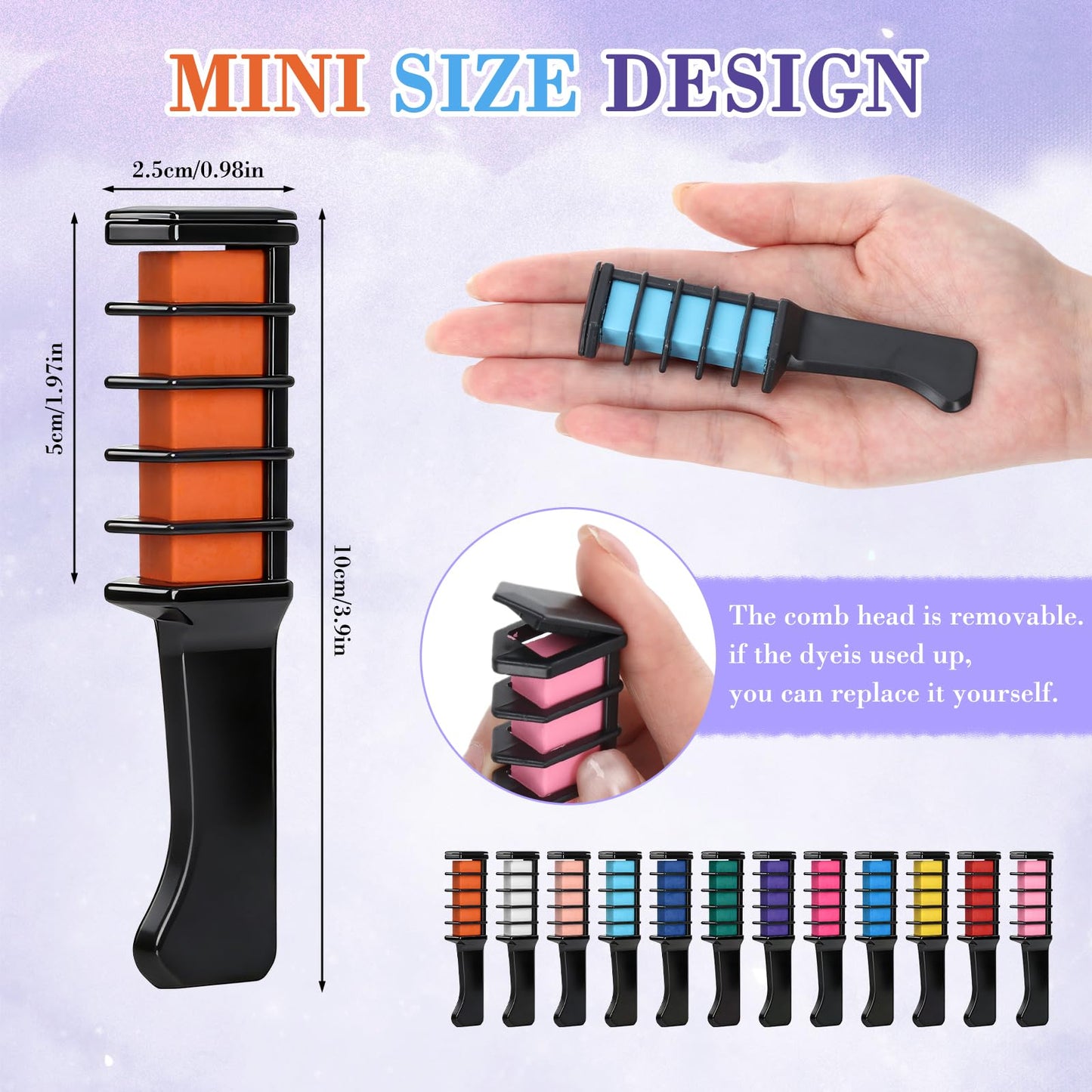 12 Colors Hair Chalk Comb, Temporary Hair Color Dye for Girls, Washable Hair Chalk with Air Bag Comb and Spray Bottle, Festive Fun Hair Chalk Combs, Birthday Christmas New Year Gifts Hair DIY Party