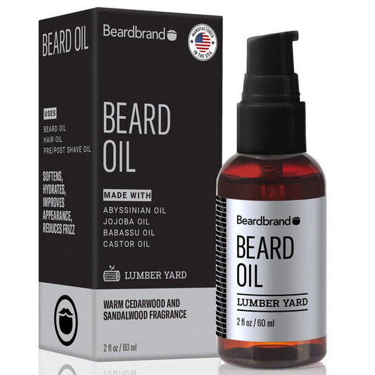 Beardbrand Men's Beard Oil & Face Moisturizer with Jojoba Oil - Softens Stubble, Soothes Dry Skin - Sandalwood & Cedar Scented Beard Oil for Men - 2 fl oz