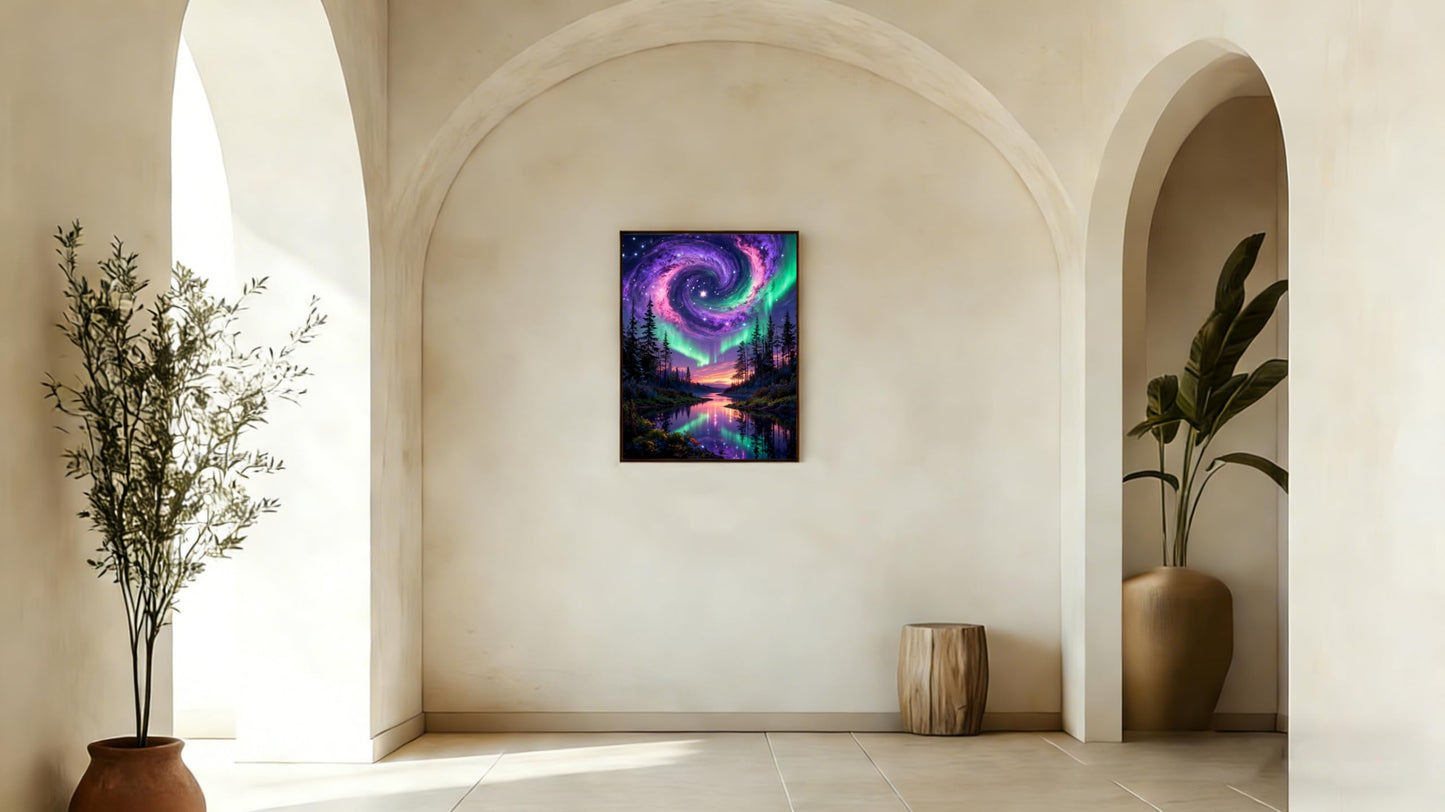 Gikboup 5D Diamond Painting Kits for Adults Beginners, Starry Sky Aurora Lake Diamond Art Kit, Full Round Drill Dreamy Landscape DIY Gem Painting for Home Wall Decor 12 x 16 Inch