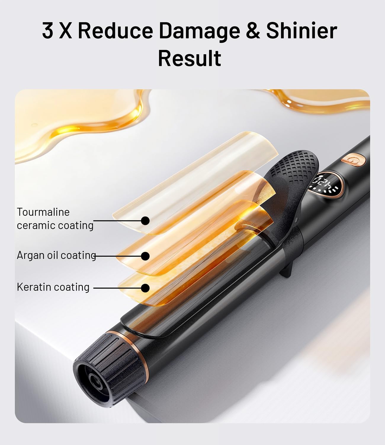 Mini Travel Curling Iron - 1 Inch Dual Voltage Wand for Short Hair | 5 Heat Settings, Blush Gold