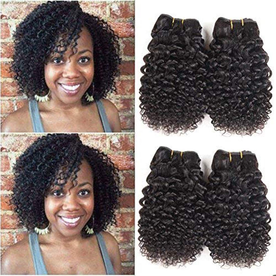 Curly Bundles Human Hair - 3C/4A Kinky Texture | 50g Jerry Curly Short Weave for Black Women