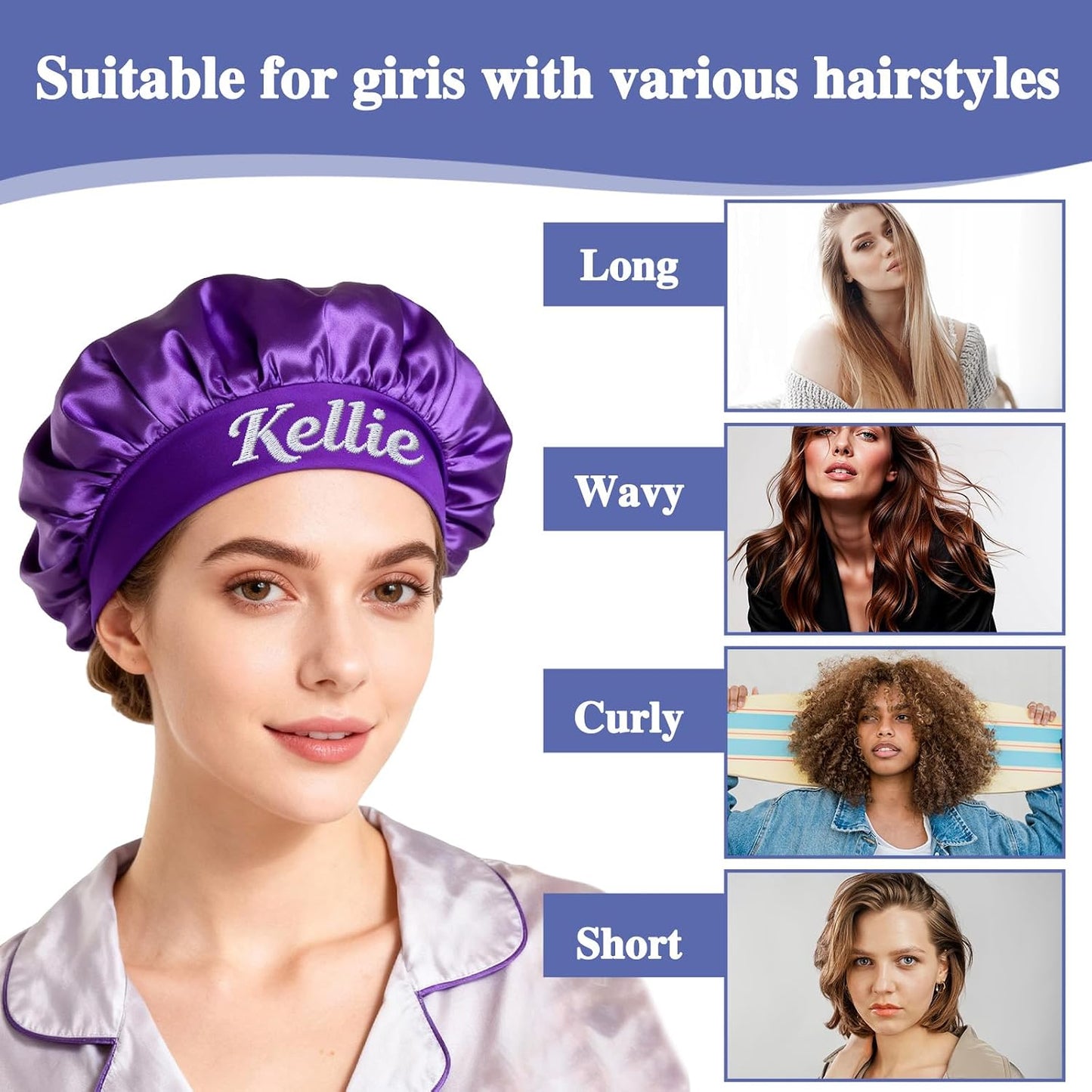 Custom Silk Bonnet - Satin Hair Cover for Sleeping | Perfect for Curly & Braided Hair