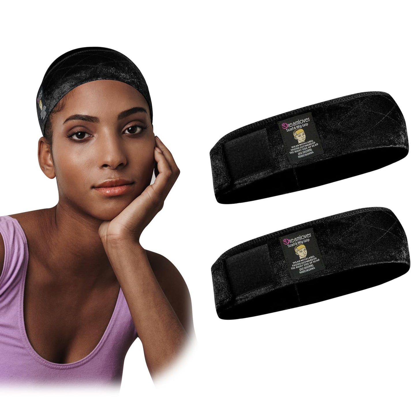 Wig Grip Band - Dreamlover Headband for Secure Wig Hold | Black, 2-Pack