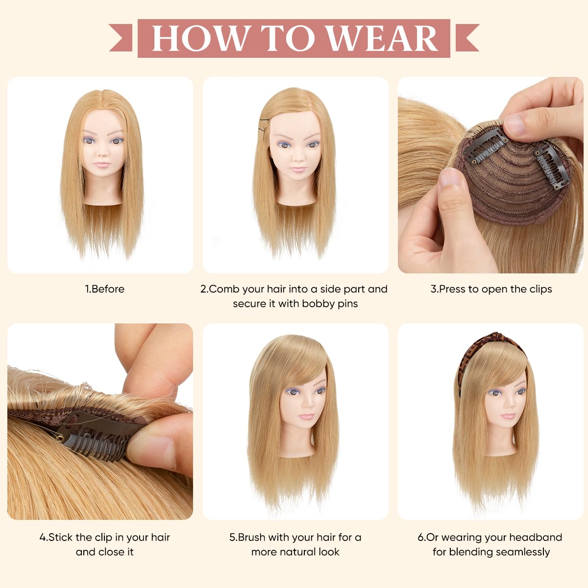 SARLA Clip in Side Bangs Extension Straight Synthetic Fake Bangs One Piece for Women Heat-resistant Fiber B2