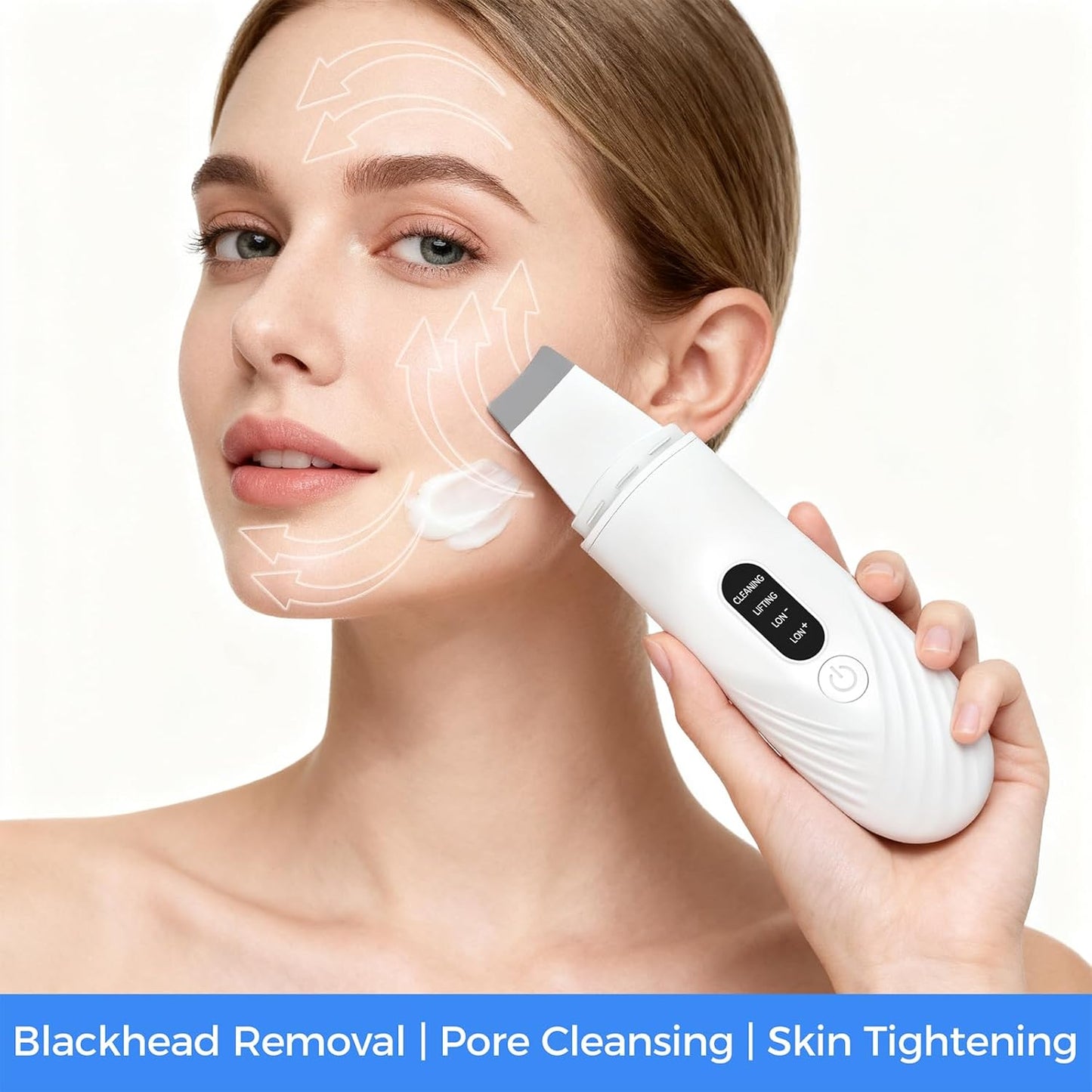 Face Scrubber - Skin Scrubber Spatula for Deep Cleansing | Blackhead Remover with 4 Modes (White)