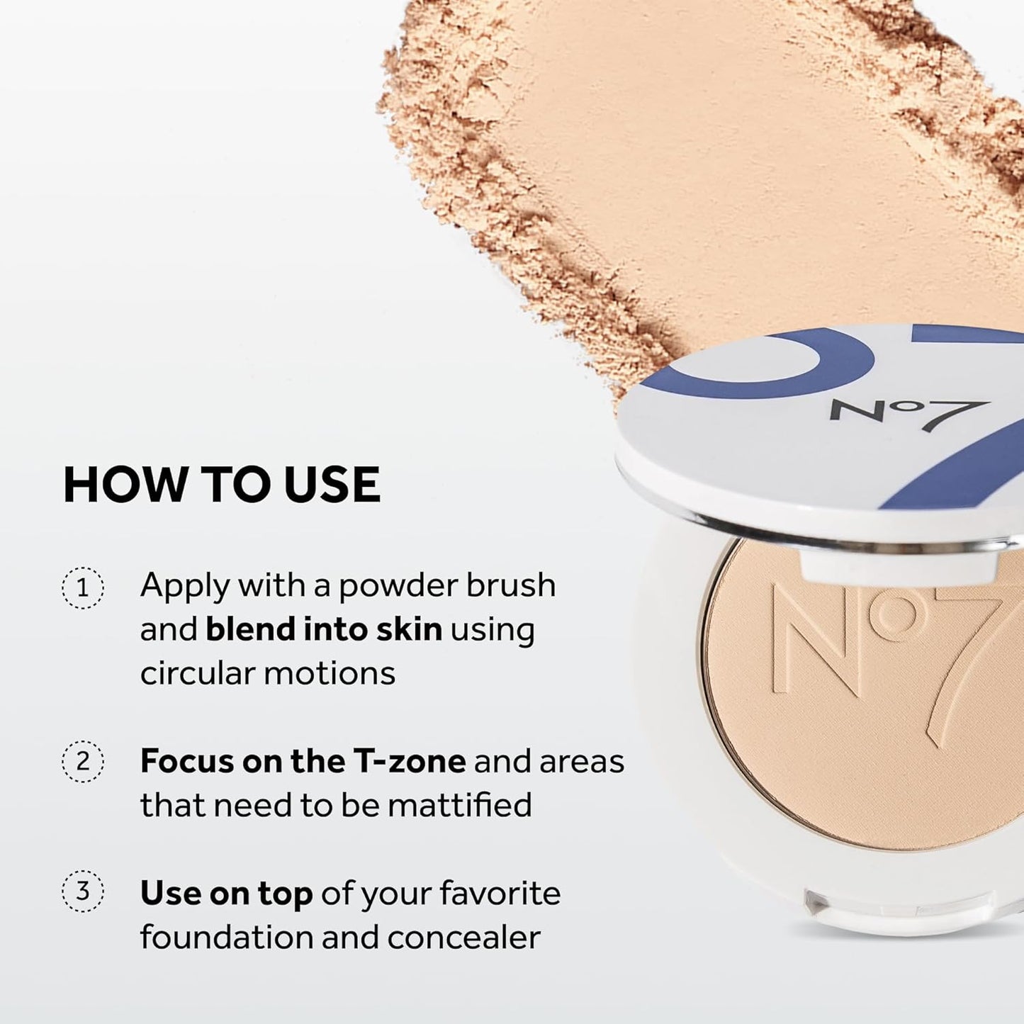 No7 Lift & Luminate Triple Action Powder - Pressed Makeup Setting Powder for Face | Reduces Fine Lines & Enhances Glow (10g)