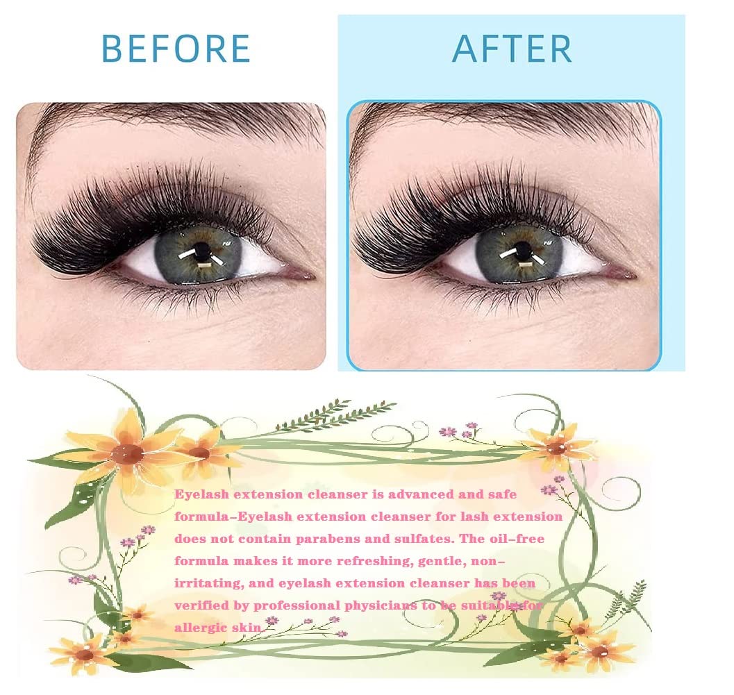 Eyelash Cleanser Concentrate 100ml Lash Extensions Shampoo Natural Foaming Cleanser DIY Non-lrritating Wash for Salon Home Care-Makes 20 Bottles 60ml lash Shampoo (Lavender)