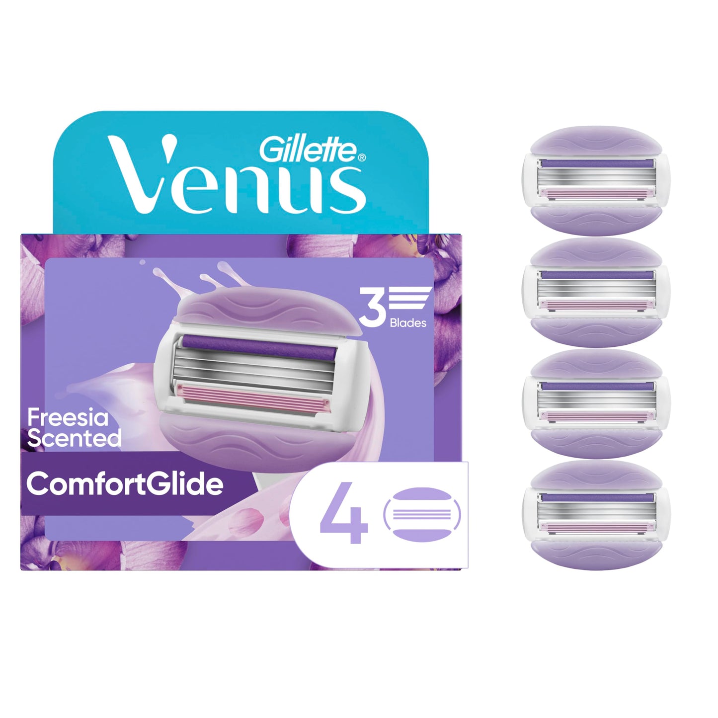 Gillette Venus ComfortGlide Freesia Women's Razor Refills, 4 Refills