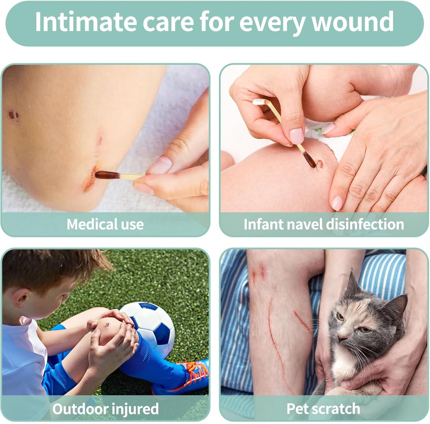 Iodine Swabs for Wound Care - Premium Cotton, Sterile & Travel-Friendly | 100 Count