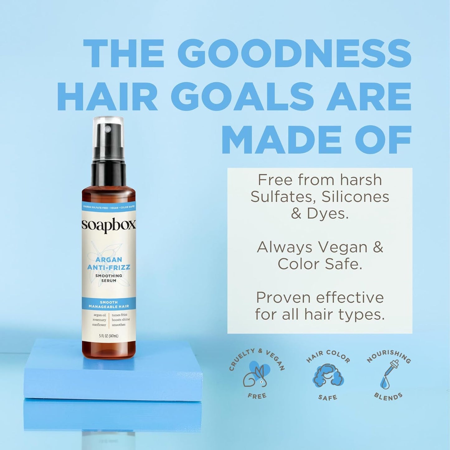 Smoothing Argan Oil Serum - Lightweight Anti-Frizz Hair Serum with Shea Butter | 5oz, Clean Ingredients