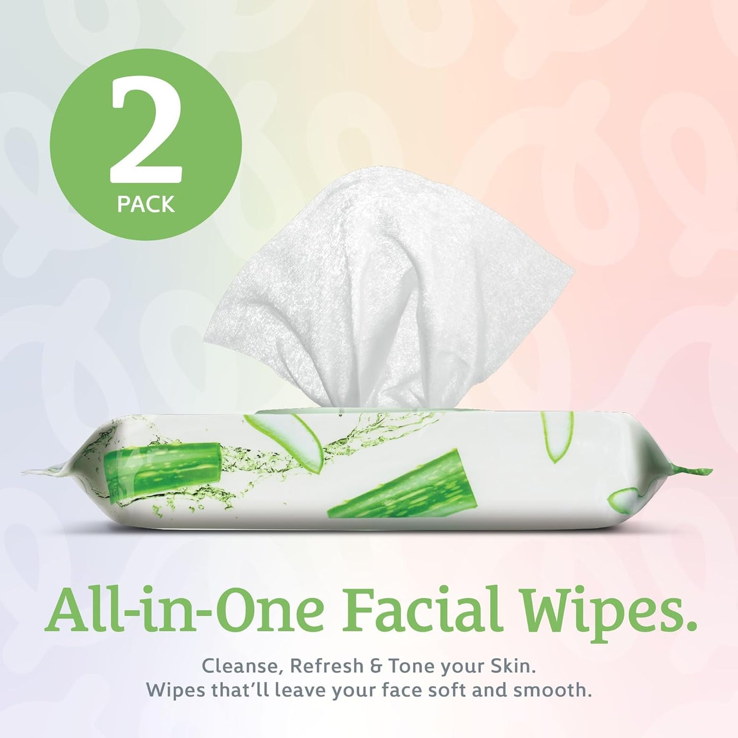 Makeup Cleansing Wipes - Gentle Aloe Vera Face Wipes, 50 Count (Pack of 2)