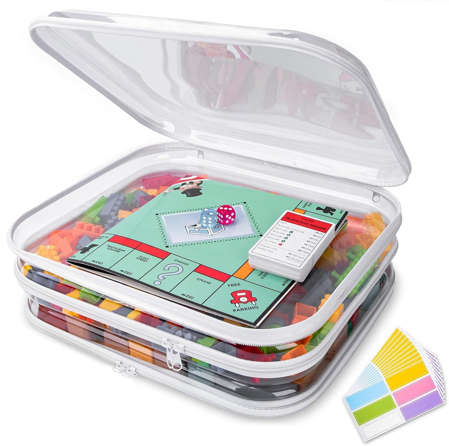Extra Large Clear Board Game Storage Case - 3 Pack Hard Shell Organizer for Cards, Puzzles & Documents | 13.8 x 11.8 in