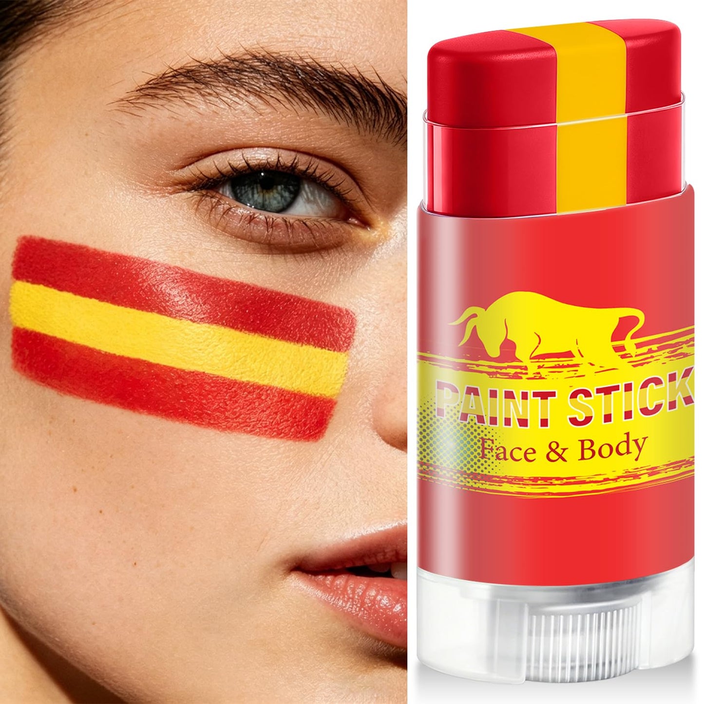 Red Yellow and Red Spain Face Body Paint Stick for 2026 World Cup Fan Soccer Baseball Softball Sports Eye Black Stick Makeup (Spain)