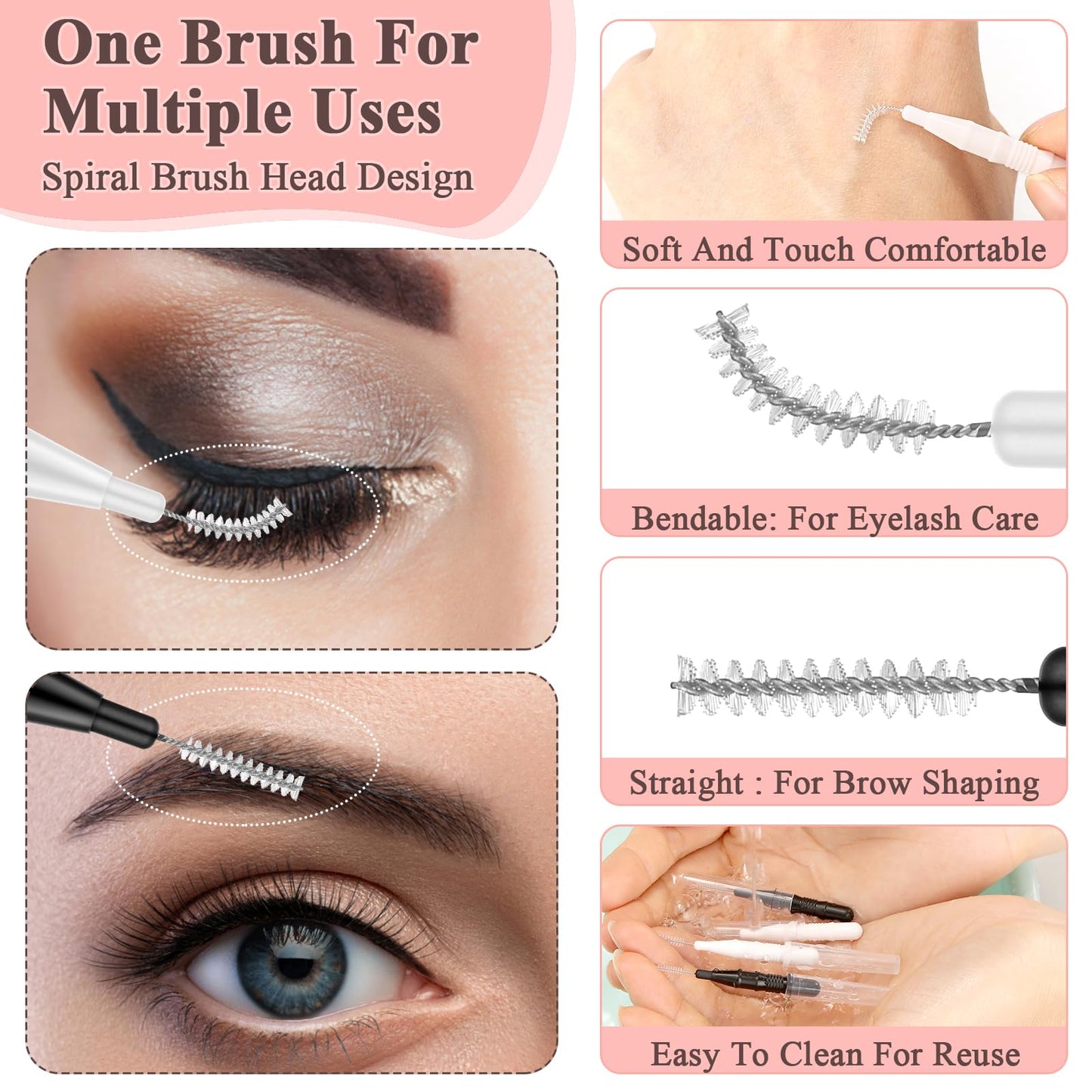 MAPVOLUT 120-Piece Eyebrow Brush Set - Professional Grade Brow Lamination & Eyelash Extension Brushes with Detachable Cap (Black & White) - Perfect for Makeup, Hair Care, and Beauty Touch-Ups