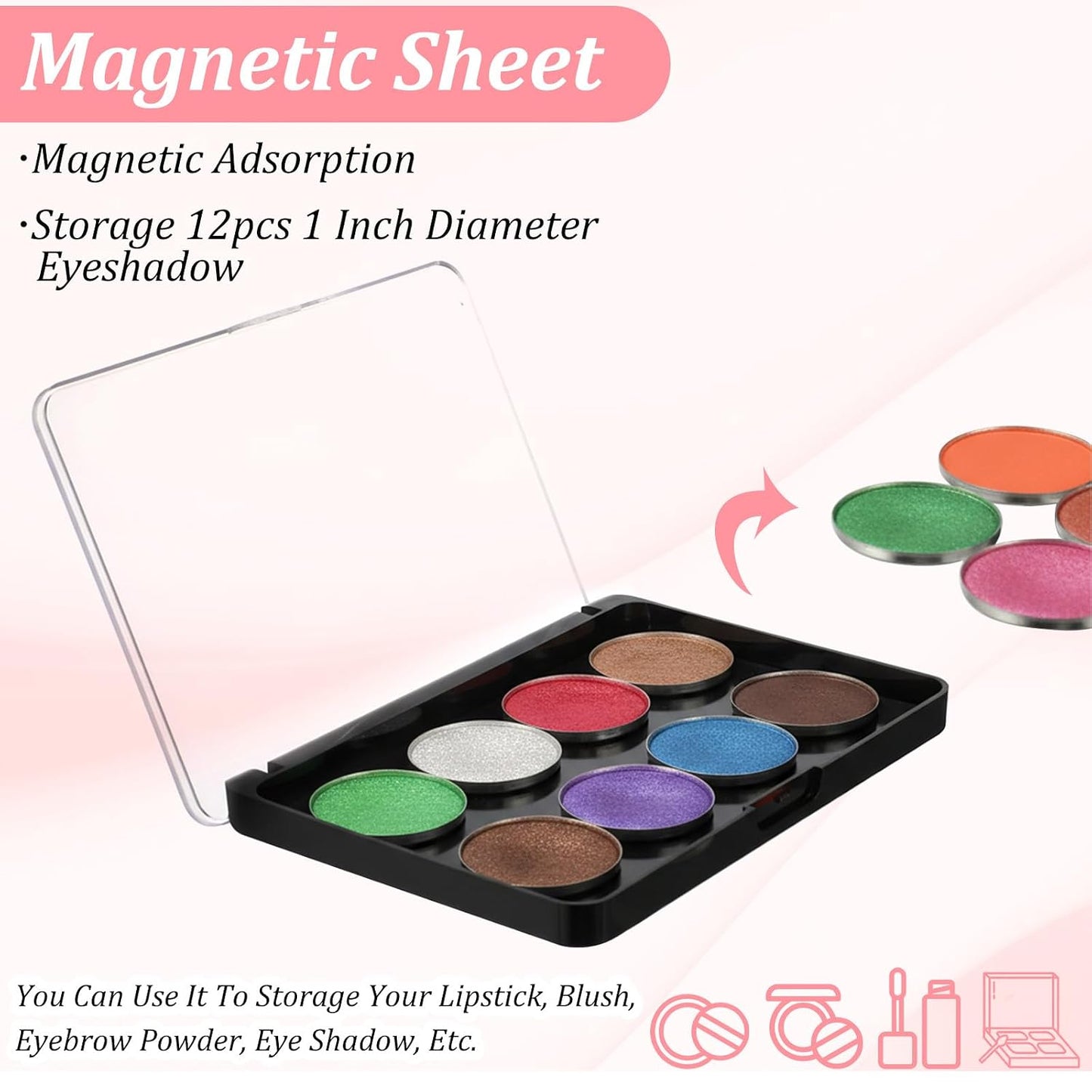 Magnetic Makeup Palette - 5 Pack Frosted Clear Top | Empty Eyeshadow Storage Box for DIY Cosmetics (5.5 x 4 Inch)