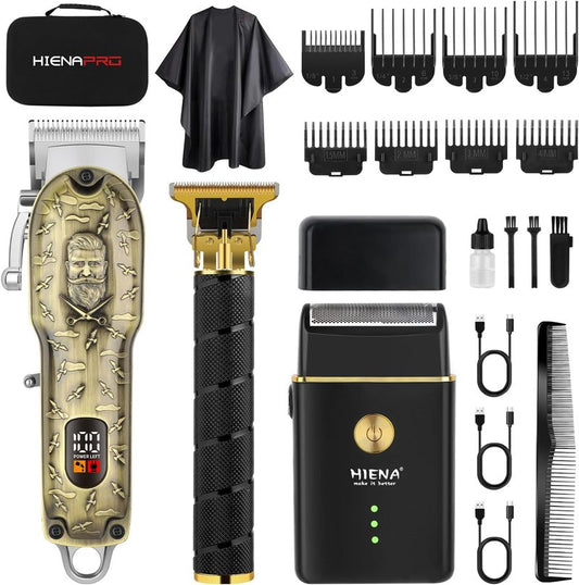 Professional Barber Clipper Set & Trimmer Kit for Men - Electric Foil Shaver & Beard Trimmers | USB Rechargeable Grooming Tools