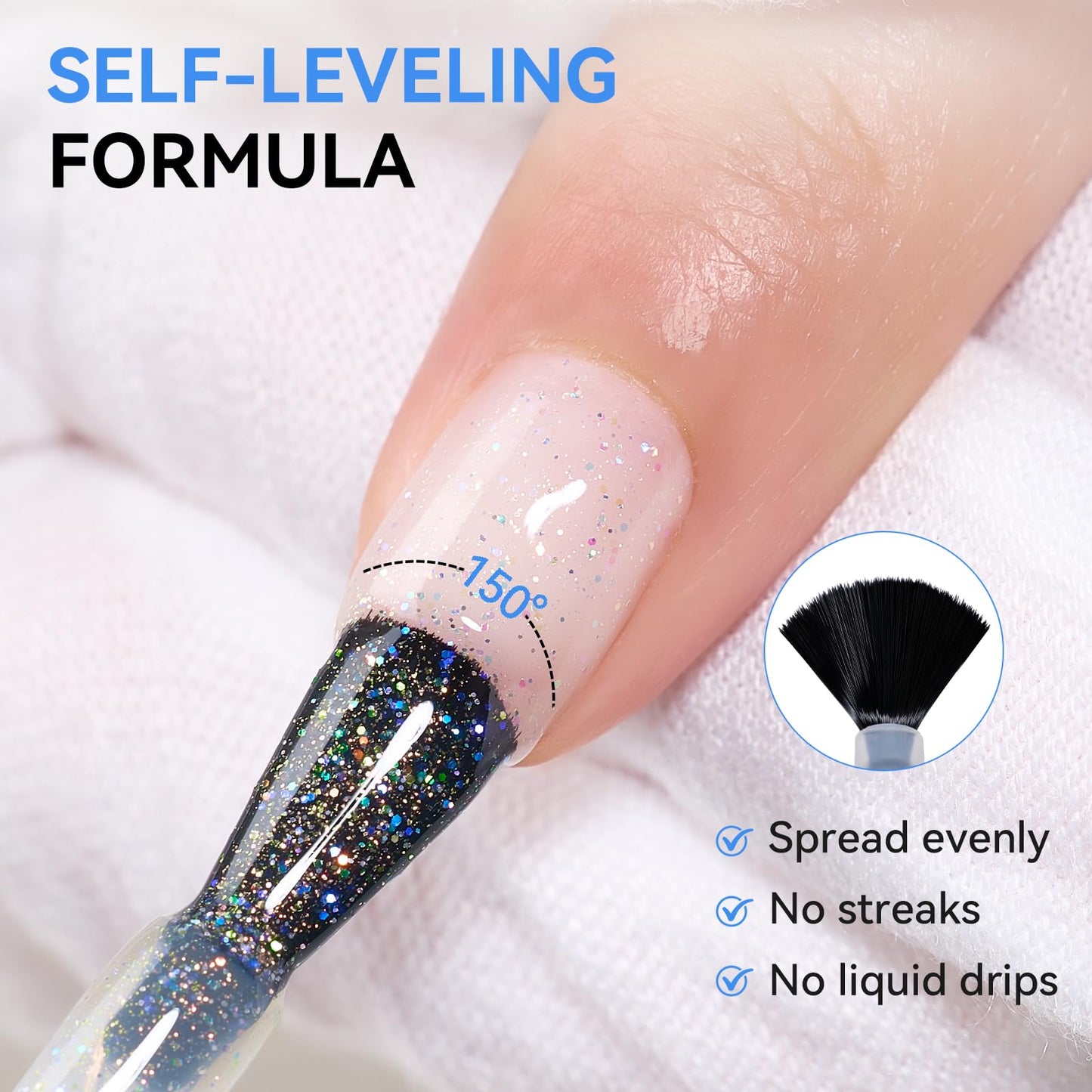 Makartt Glitter Gel Top Coat: 2 in 1 No Wipe Clear Top Coat & Glitter Shiny Effect Gel Nail Polish 15ml Soak Off UV LED Lamp Needed Home DIY Gift Women