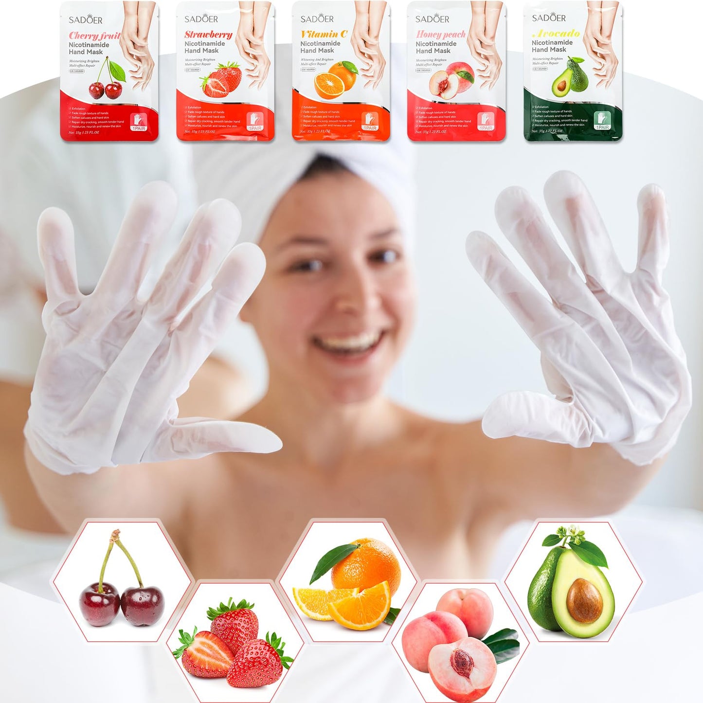 Swiffen 48 Pcs Fruits Beauty Hand Foot Mask Bulk Hydrating Hand Foot Moisturizing Gloves Shea Butter Aloe Mask for Spa Skincare Beauty Kits Self Care Gift for Women Girl Sister