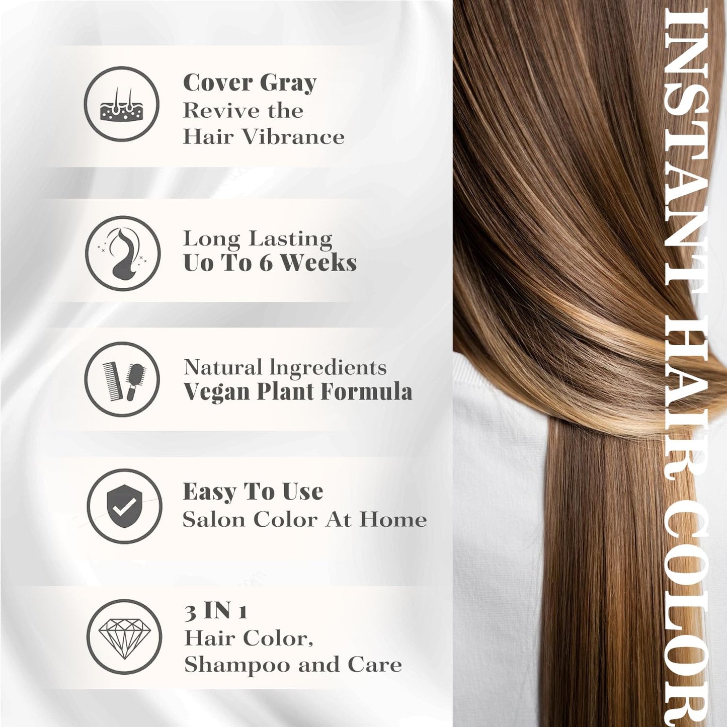 Joyful Young Hair Dye Shampoo 3-in-1, Light Brown Semi-Permanent Gray Hair Coverage, Color Depositing Shampoo for Women & Men, Vegan, Ammonia-Free