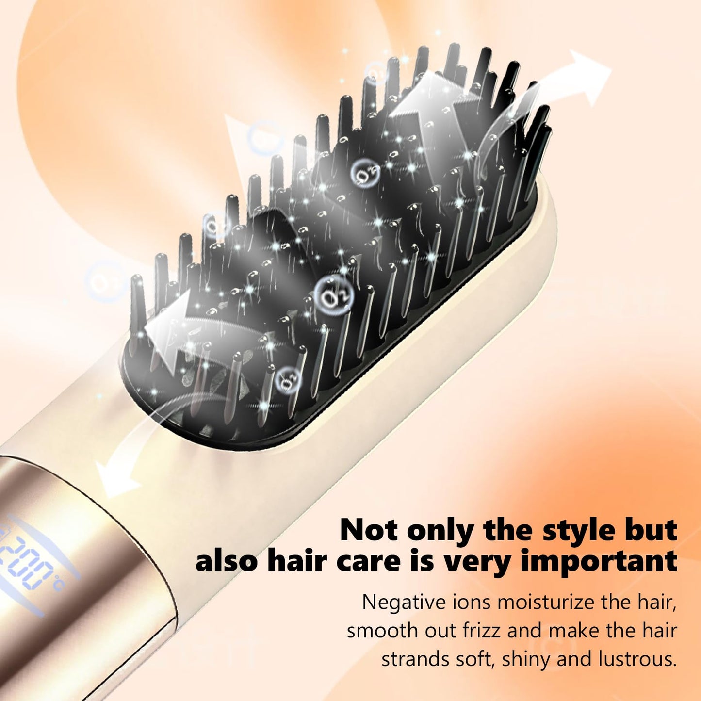 Go Brush Pro 2026 Hair Straightener, 3-Temperature Fast Heating Ceramic Ionic Hair Brush, Portable Frizz Control Styling Tool for Women, Beige