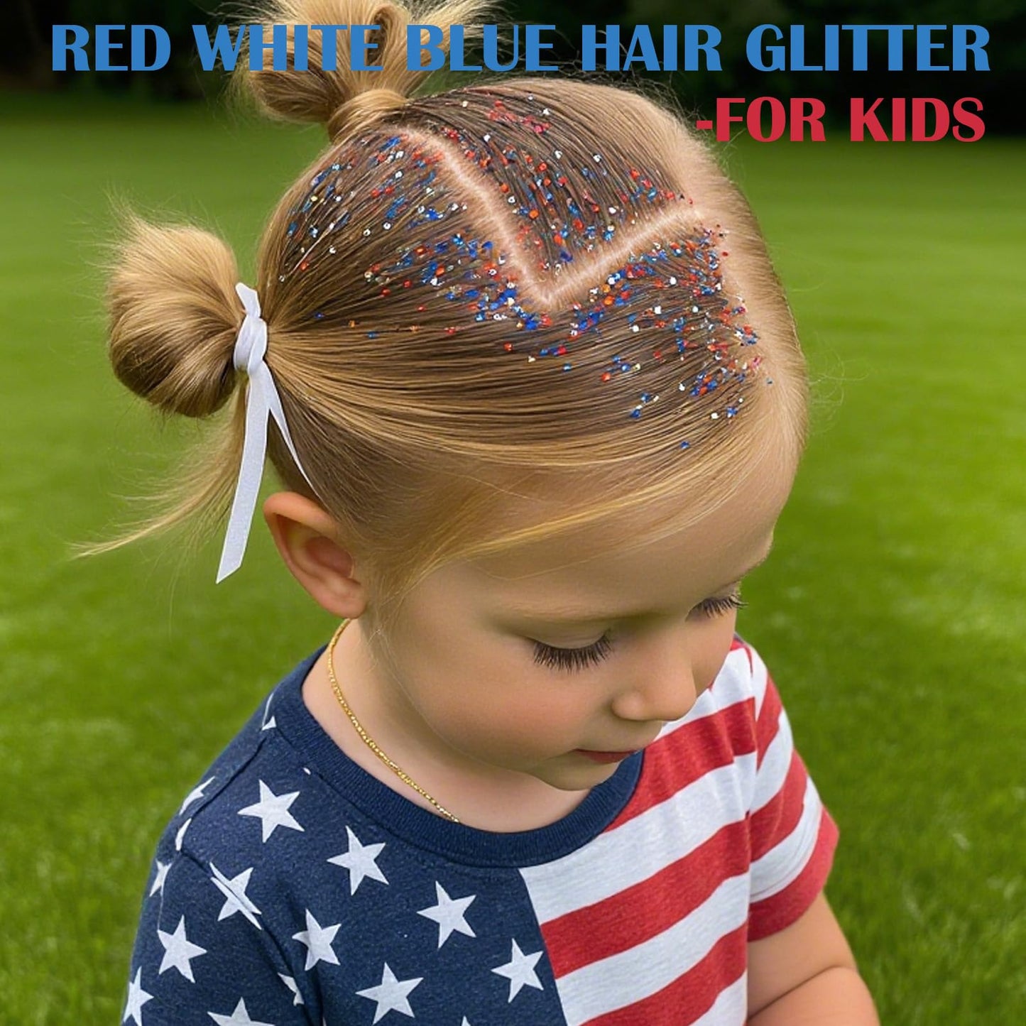 Paminify 4 Jars Red White Blue Hair Glitter,4th of July Body Face Glitter,USA Star Patriotic Sparkle Makeup for Football Games,Fourth of July Outfits for Women,Independence Day Accessories,40g/1.41 oz