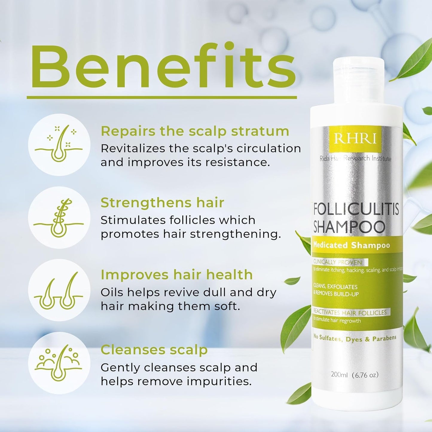 Folliculitis Shampoo - Antifungal Treatment for Seborrheic Dermatitis & Scalp Psoriasis | Soothes Itchy, Dry Scalp