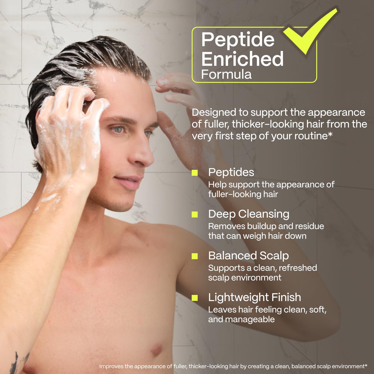 Hairstem™ Peptide Shampoo for Hair Growth | Peptide-Infused for Fuller, Stronger Looking Hair | Copper Tripeptide-1, Biotinoyl & Acetyl Peptides + Botanical Nutrients