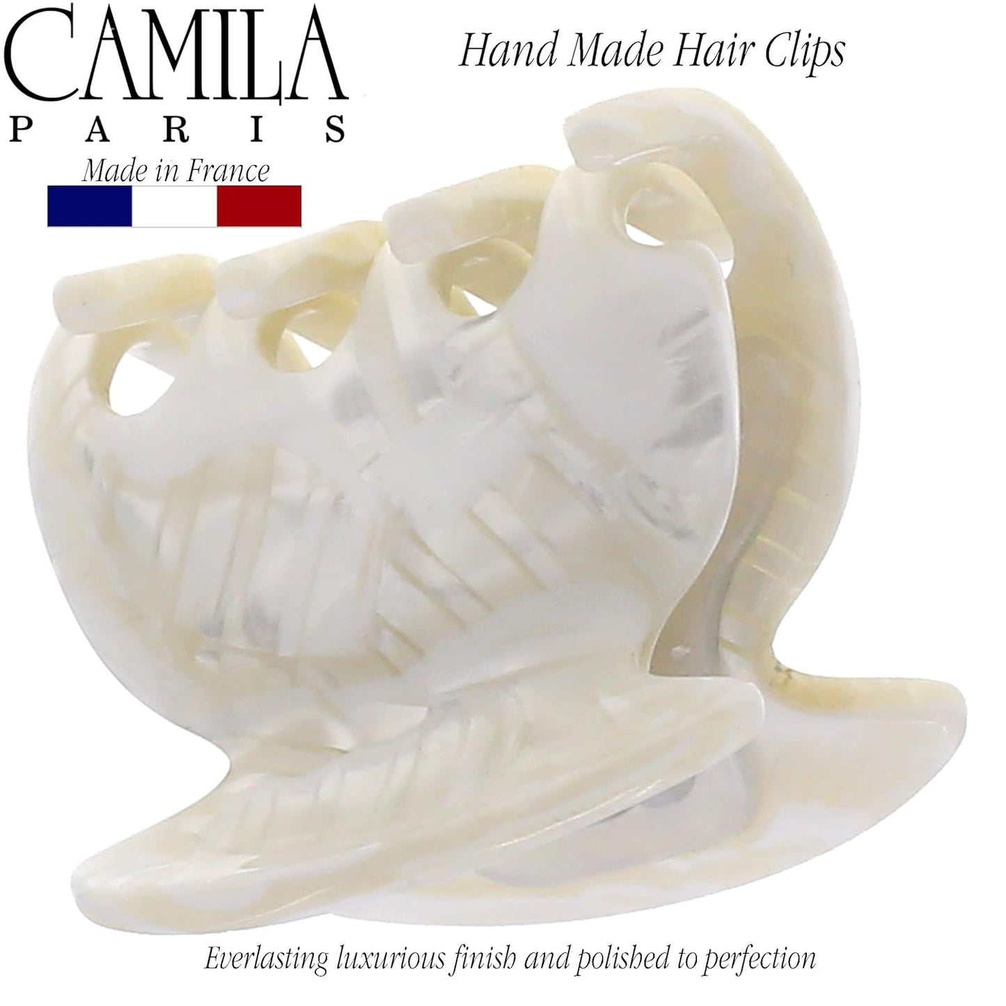 French Hair Clip - Camila Paris CP3158 Handmade White Claw Clip for Women | Durable, Strong Hold, Small Size