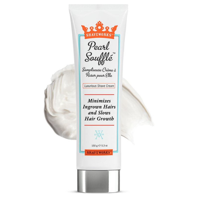 Shaveworks Shaving Cream for Women 5.3 Oz Pearl Soufflé: Exfoliates, Moisturizes, Reduces Irritation, and Minimizes Future Hair Growth – Womens Bikini Shave Sensitive Skin Areas