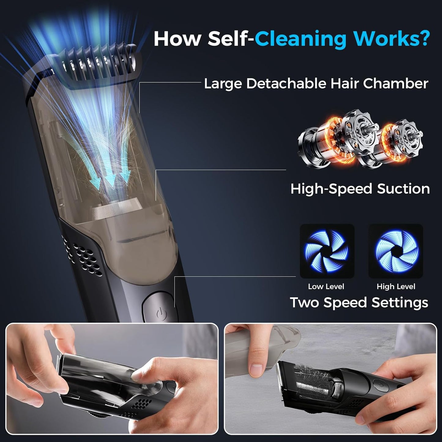 Vinid Hair Clipper - Professional Haircut Kit with Vacuum Suction & LCD Display | 20 Length Settings, IPX6 Washable