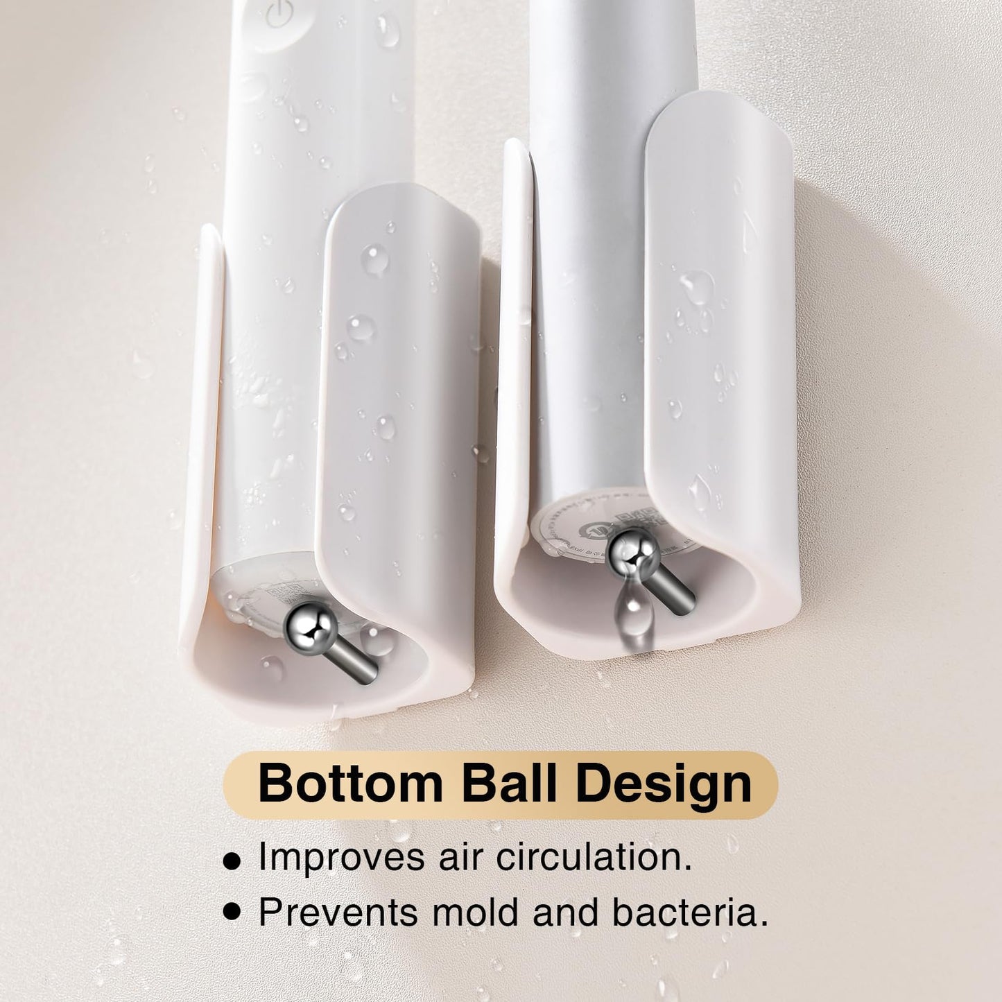 HAVICATO Electric Toothbrush Holder for Bathroom, Wall-Mounted Toothbrush Stand with Self-Adhesive, Compact Bathroom Caddy for Electric Toothbrushes (White-2pcs)