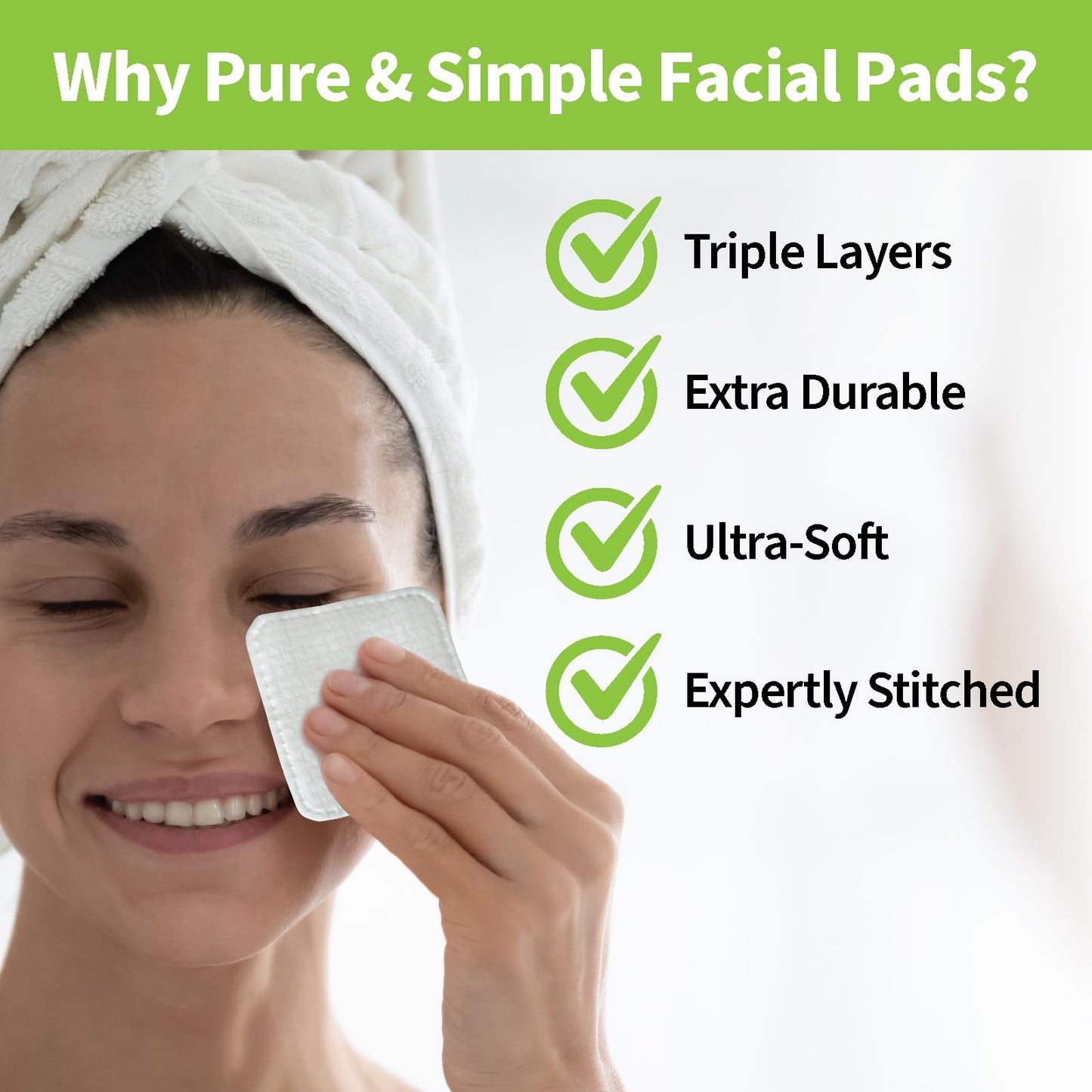 ForPro Premium Pure & Simple XL Facial Pads, Triple Layered Ultra Soft Disposable Makeup Remover Pads, 100% Vegan & Cruelty-Free, 60-Count