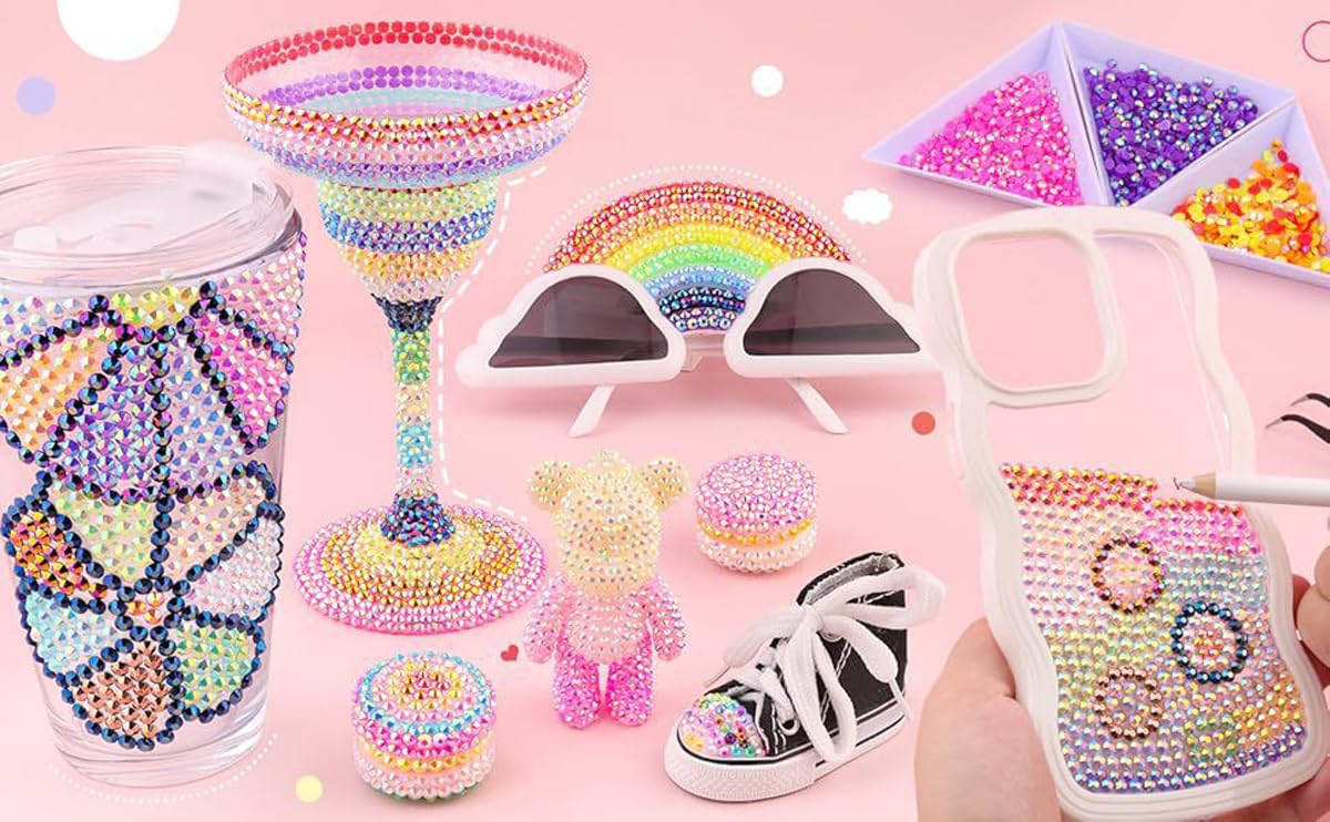 40 Colors Resin Jelly Gems Bedazzling Kit, Mixed-Color 3mm Flatback Gems for Diamond Art, Bedazzling Kit with 3Pcs B7000 Glue for Clothing Shoes Nail Mobile Phone Shell Diamond Art