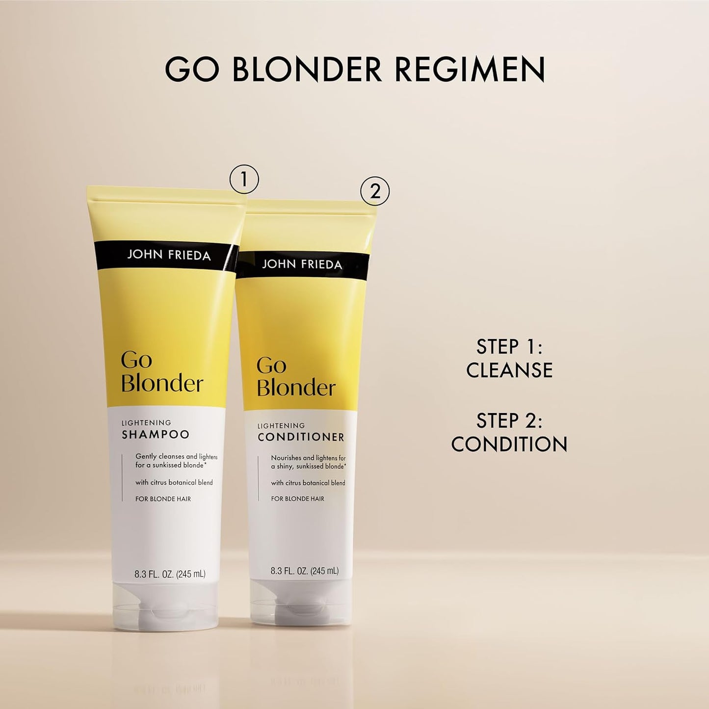 John Frieda Go Blonder Shampoo & Conditioner Set - Gradually Lightens Blonde Hair | 8.3 oz, Pack of 2