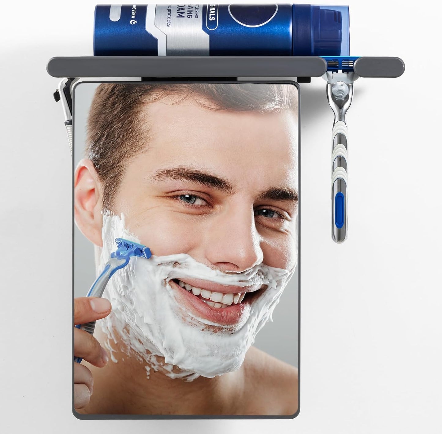 Fogless Shower Mirror for Shaving - Suction Cup, Removable & Shatterproof | Anti-Fog Bathroom Accessory, Black