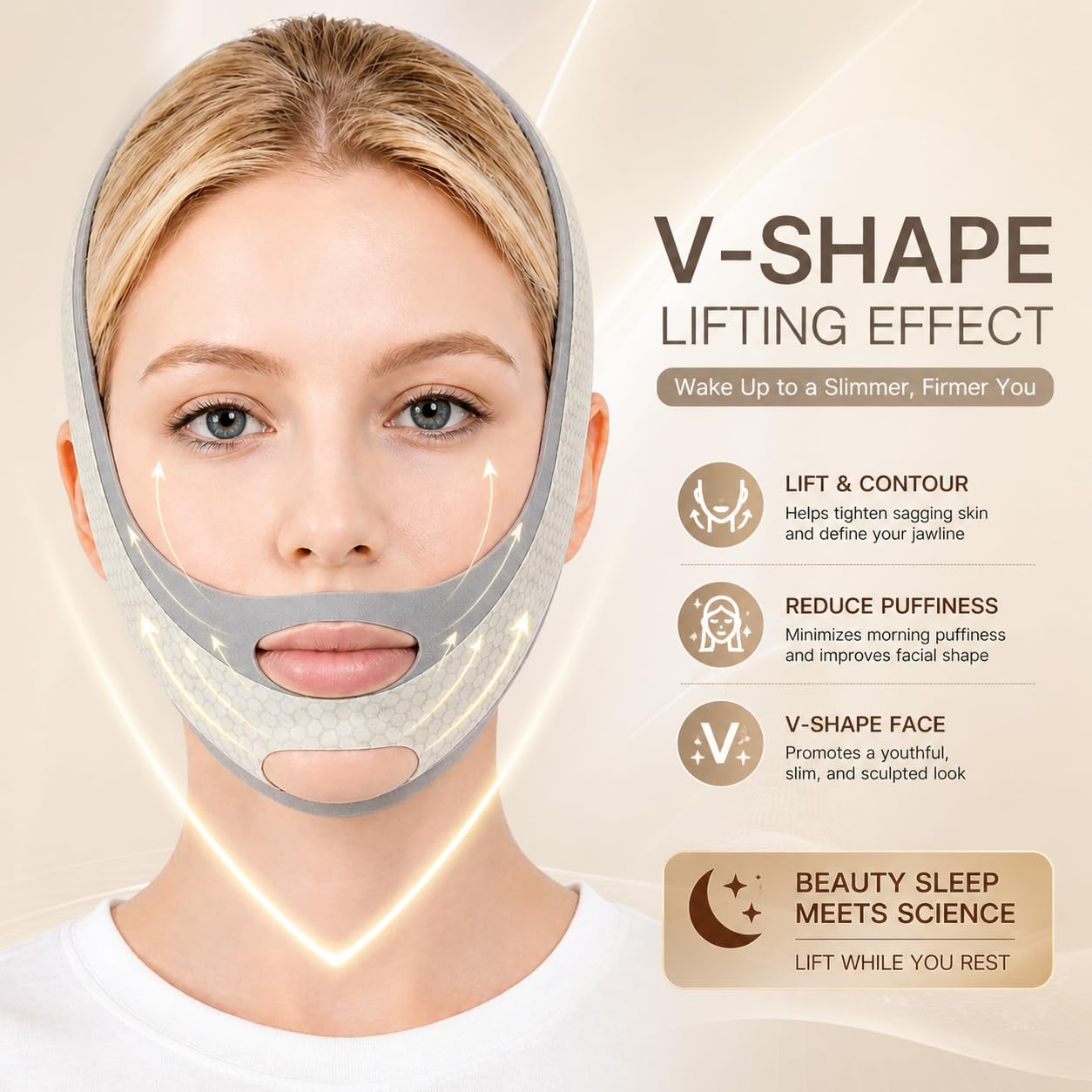 Anti Snoring Chin Strap, V Line Lifting Mask, Chin Strap for Sleeping, V Line Mask, Face Lifting Strap, Stop Snoring Chin Strap, Snoring Solution for Men and Women, Breathable Chin Strap (Grey.)