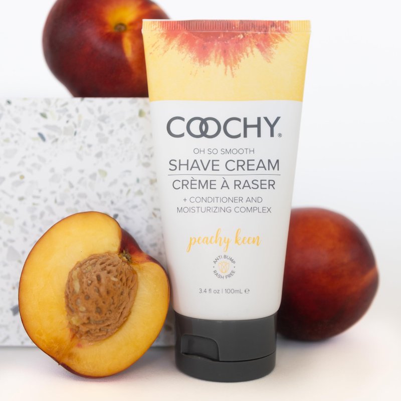 Coochy Shave Cream - Moisturizing Shave Lotion - Gentle Intimate Shaving Cream - For Bikini Area, Underarms, Legs & More - Rash-Free, Hydrating Formula - Peachy Keen, 3.4 oz