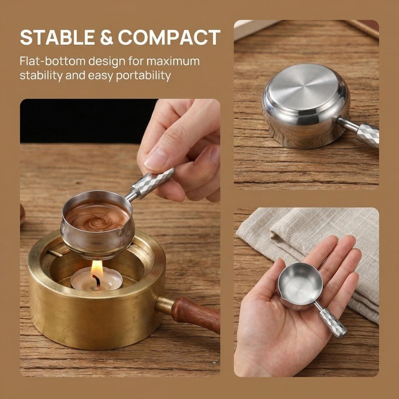 60ml Wax Seal Spoon Pot Big 304 Stainless Steel Wax Melting Spoon Warmer Scoop with Handle for Sealing Stamp Envelope