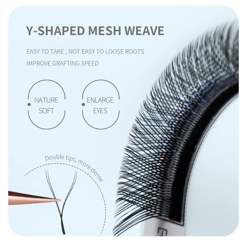 ANNAFRIS 4D YY Shape Eyelash Extension Makeup Mesh Net Cross 2D Y Shape Premade Fans Lash Extension Hand Woven Natural Soft Light Mink False Lashes
