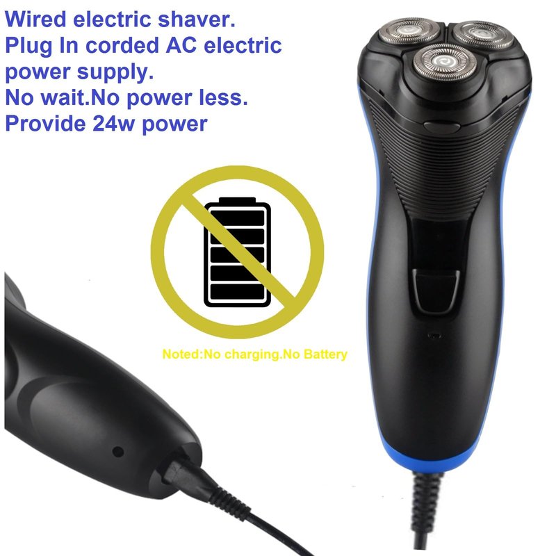 VSTSERIES Corded Electric Razor for Men,Face and Bald Head Shaver,3D Rotary Close Shaving Machine.Plug in 10 000RPM Powerful Razor for Bold Heavy Hair,24w Stubble Beard Clipper with Pop-up Trimmer