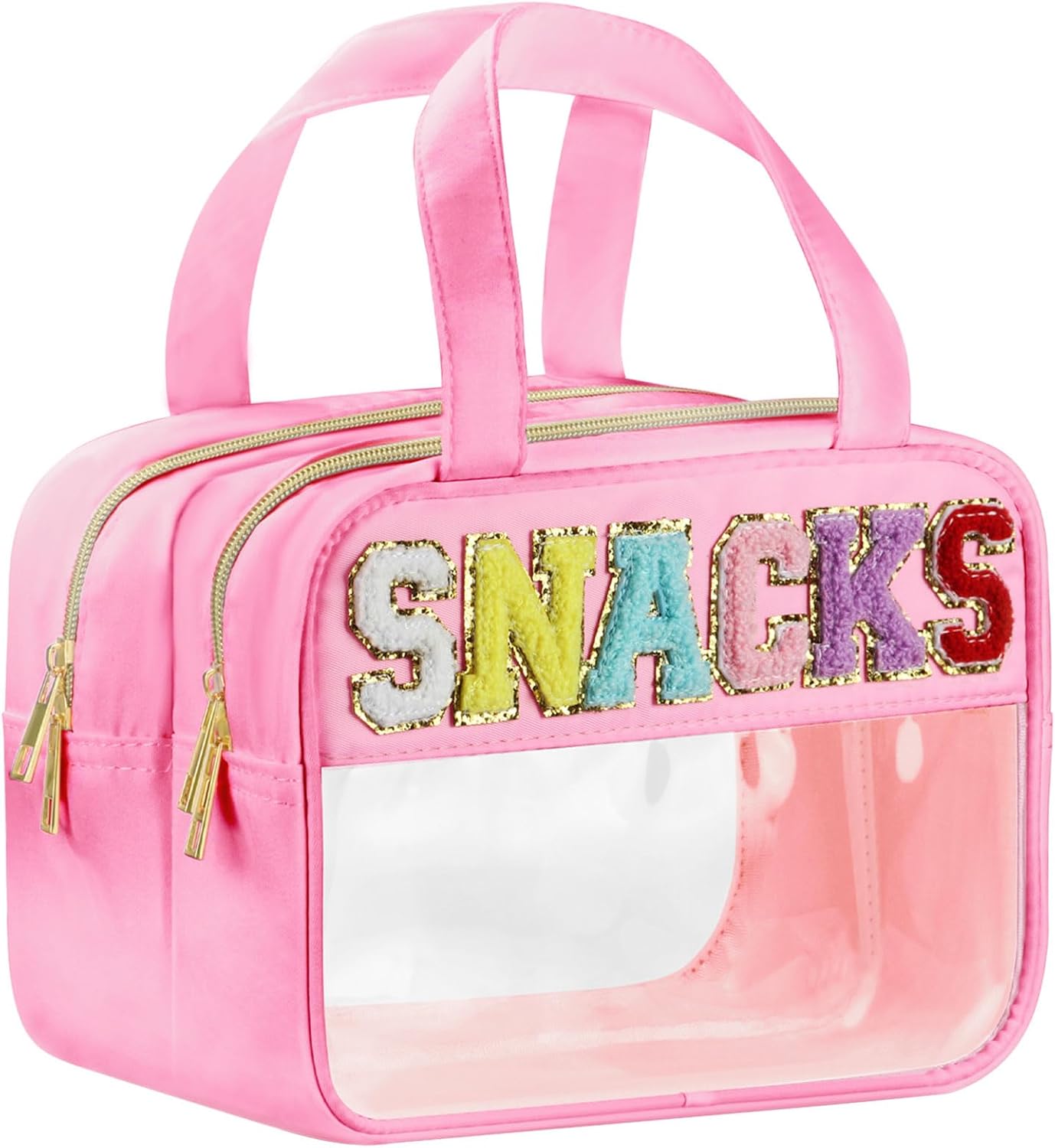 Dance Chenille Letter Bags - Clear Makeup Travel Pouch | Waterproof Nylon & PVC, Large Cosmetic Storage for Women