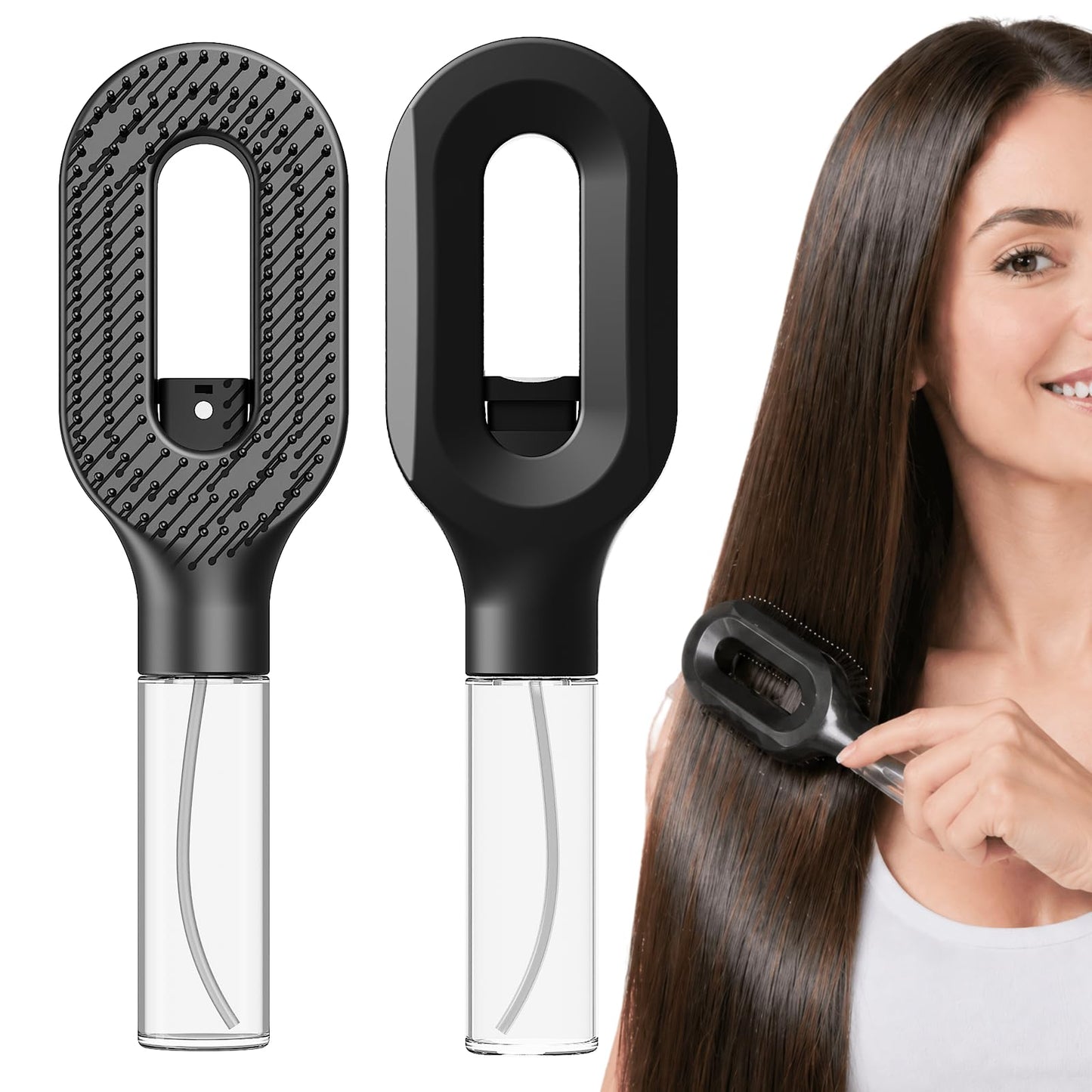 Thick & Long Hair Brush with Water Spray – 2-in-1 Detangling Brush, Anti-Static Mist, Painless Knots Remover for Severely Tangled Curly Hair, Reduce Breakage & Frizz (2, Blue)