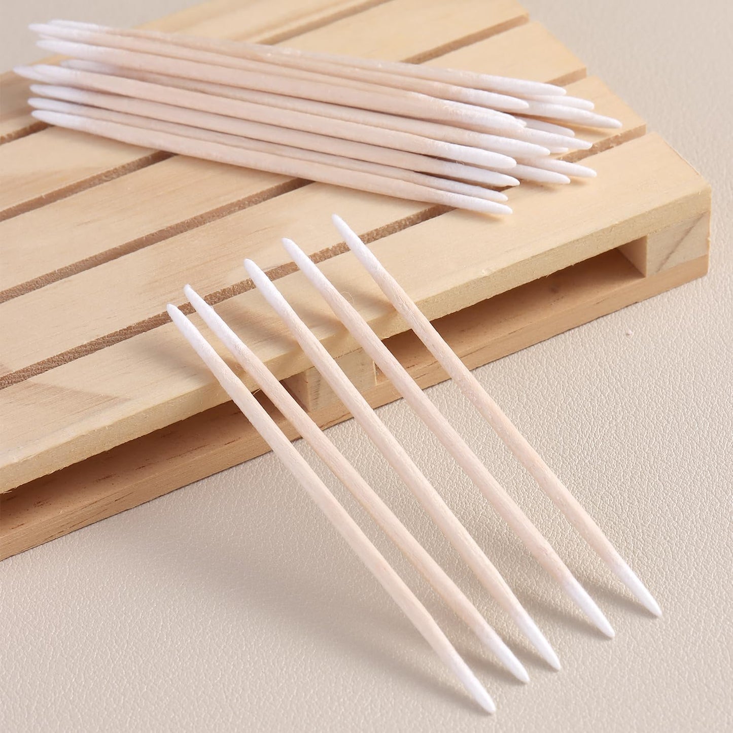 Pointed Tip Cotton Swabs - Double-Head Precision Microblading & Makeup Applicators | 200pcs White Wooden Sticks