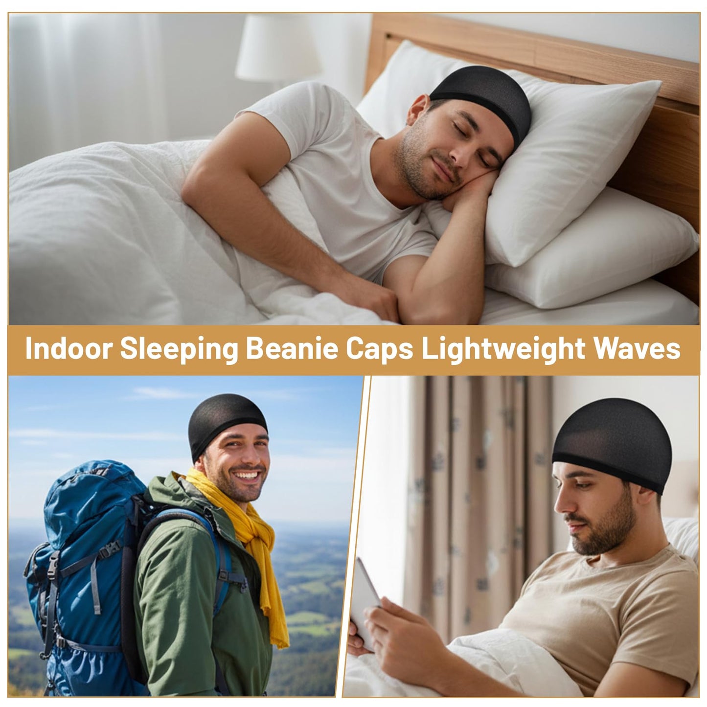 10Pcs Wave Caps, Stocking Wave Cap for Men Stretchy Wig Cap for Women, Lightweight Beanie for Quick Waves Hairnet for Men & Women, Comfortable Fit, Black