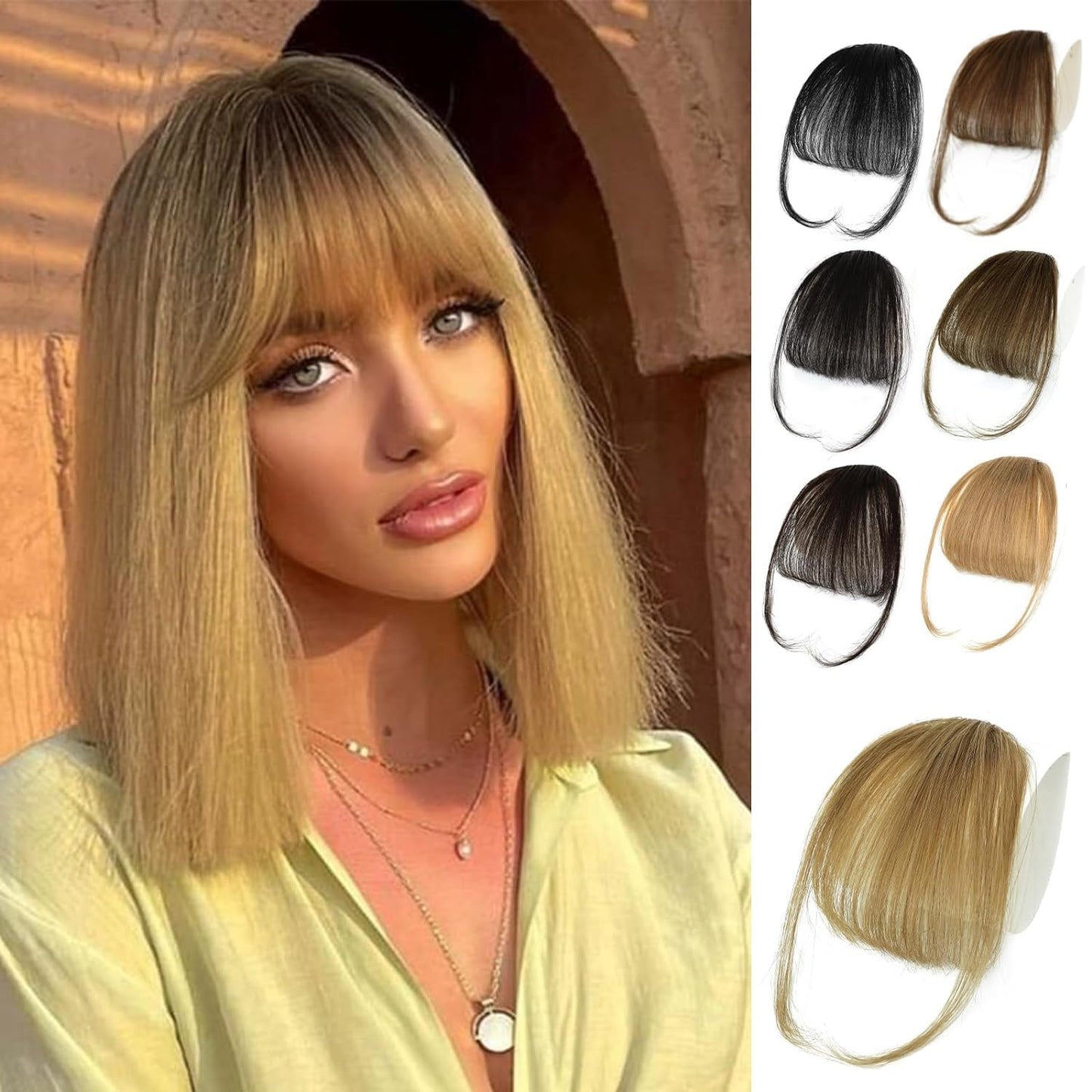Bangs Hair Clip - 100% Real Human Hair Extensions | Natural Black Wispy Fringe for Women