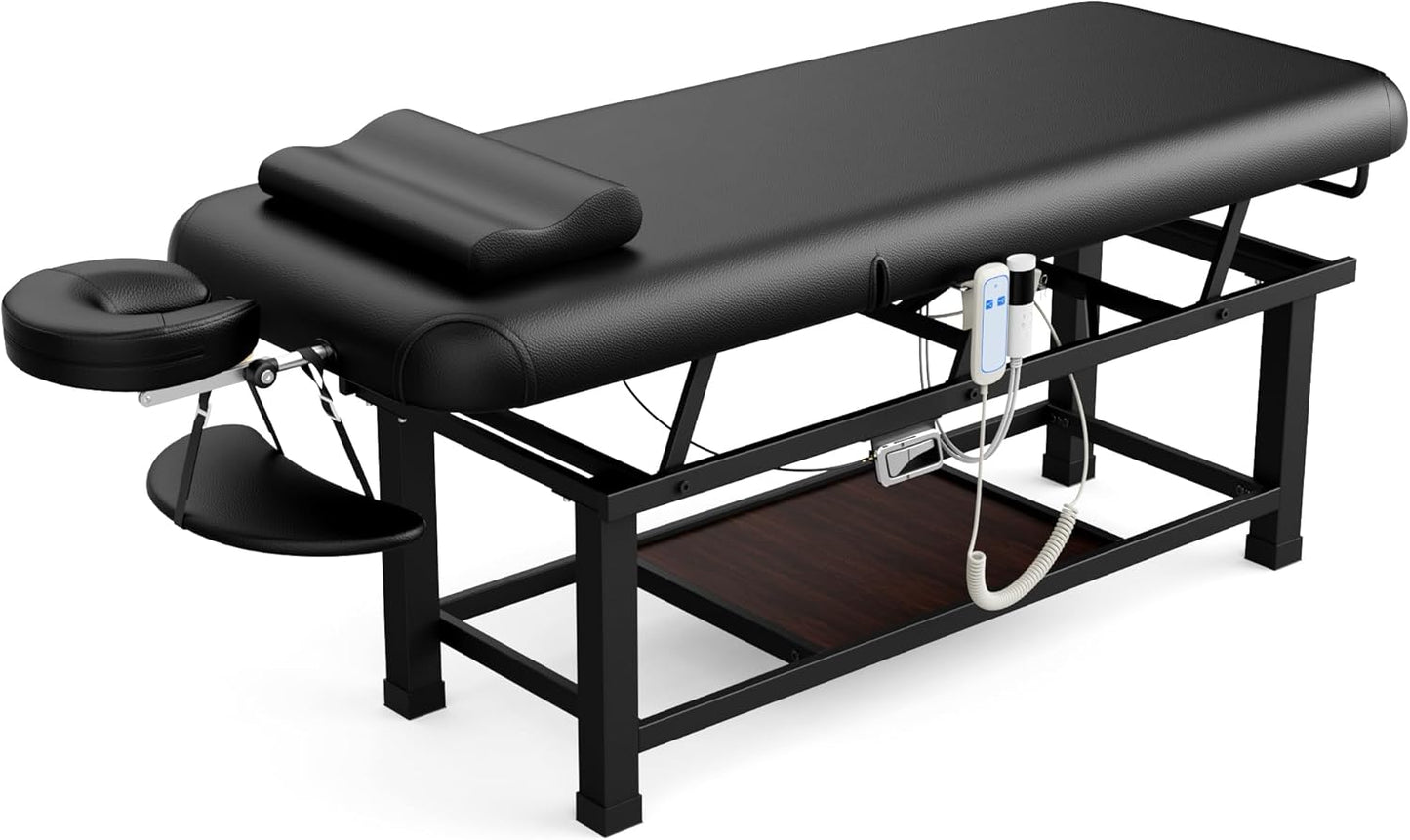 Heavy Duty Electric Massage Table - Adjustable Backrest & Storage Space | 30 x 75 Inches - Beige Gray
