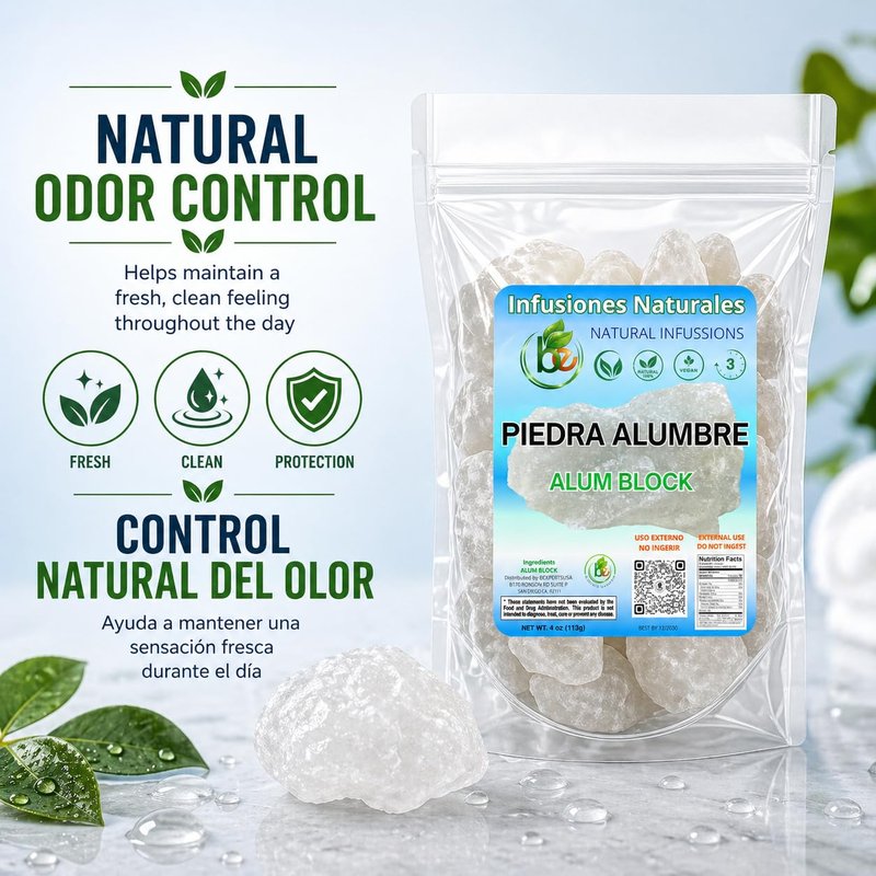 Alum Stone (Piedra de Alumbre) - 4 oz - Multi-Purpose Crystal for Skin Care and Healing - Natural Deodorant & Antiperspirant | Shaving Stone: