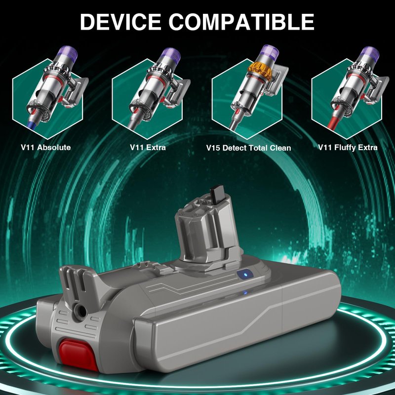 EGR 9000mAh V11 Battery Replacement Compatible with Dyson Click-in Installation for Extra/Absolute/Animal/Torque/Drive/Outsize/V11/V15/SV15/SV22/970425-01 Vacuum (Not for Screw-in Models)